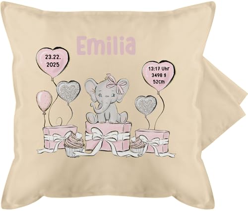 Kissenbezug - Baby Geschenk zur Geburt Mädchen Elefant personalisiert Name Geburtsdaten I Taufe - 50 x 50 cm - Beige Natur - Kissen Geschenke Neugeborene Junge Geburtsgeschenk Elefanten Kissenbezug - Baby Geschenk zur Geburt Mädchen Elefant personalisiert Name Geburtsdaten I Taufe - 50 x 50 cm - Beige Natur - Kissen Geschenke Neugeborene Junge Geburtsgeschenk Elefanten von Geschenk mit Namen personalisiert by Shirtracer