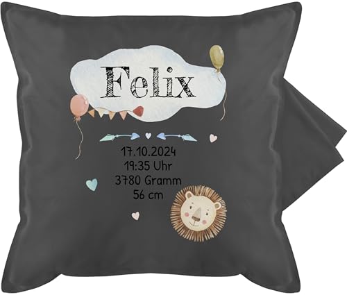 Kissenbezug - Geburtsgeschenk Baby Geschenk zur Geburt Junge Löwe - 50 x 50 cm - Grau - Geschenke Kissen für Neugeborene neugeboren kissenhülle geburtskissen personalisierter neugeborenes Kissenbezug - Geburtsgeschenk Baby Geschenk zur Geburt Junge Löwe - 50 x 50 cm - Grau - Geschenke Kissen für Neugeborene neugeboren kissenhülle geburtskissen personalisierter neugeborenes von Geschenk mit Namen personalisiert by Shirtracer