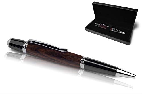 Handgefertigter Kugelschreiber aus Echtholz | Hochwertiges Geschenkset mit Etui | Business Geschenk Set aus Edel Holz für Mitarbeiter und Kunden (Mooreiche) von Geschenkbox - 24