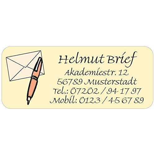 Adress-Etiketten - Adress-Aufkleber"Brief" mit Ihrem Wunschtext, 160 Stück, ca. 56 x 23 mm, für 1 bis 5 Zeilen Text von Geschenke mit Namen