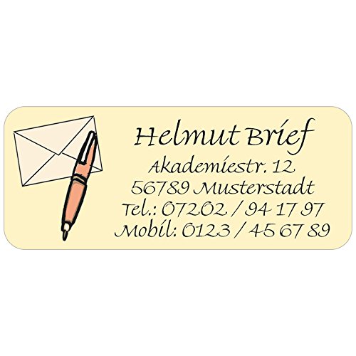 Adress-Etiketten - Adress-Aufkleber "Brief" mit Ihrem Wunschtext, 160 Stück, ca. 56 x 23 mm, für 1 bis 5 Zeilen Text von Geschenke mit Namen