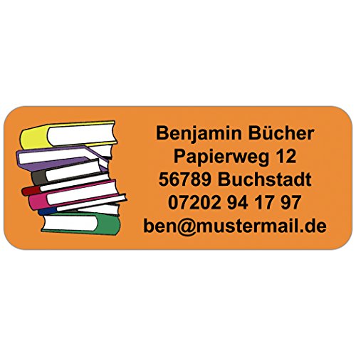 Adress-Etiketten - Adress-Aufkleber "Bücher" mit Ihrem Wunschtext, 160 Stück, ca. 56 x 23 mm, für 1 bis 5 Zeilen Text von Geschenke mit Namen