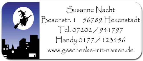 Adress-Etiketten "Hexe 1" mit Ihrem Wunschtext, 160 Stück, ca. 56 x 23 mm, für bis zu 5 Zeilen Text von Geschenke mit Namen