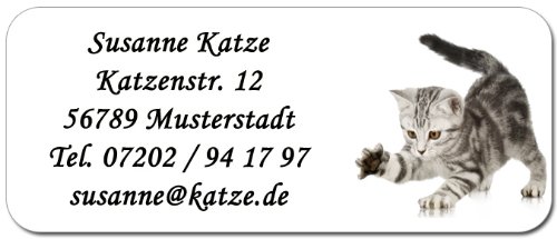 Adress-Etiketten "Katzenbaby" mit Ihrem Wunschtext, 160 Stück, ca. 56 x 23 mm, für bis zu 5 Zeilen Text Adress-Etiketten "Katzenbaby" mit Ihrem Wunschtext, 160 Stück, ca. 56 x 23 mm, für bis zu 5 Zeilen Text von Geschenke mit Namen