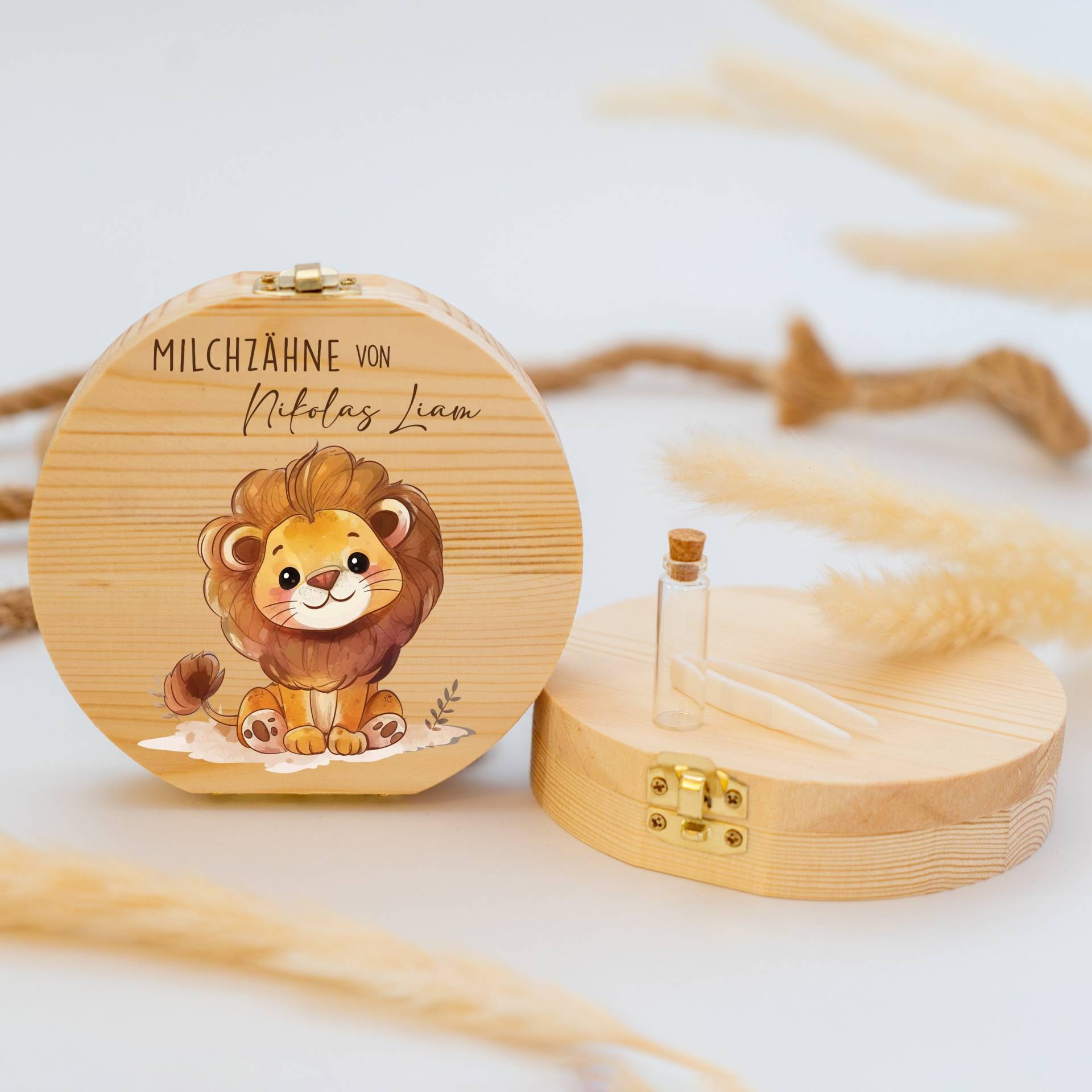 Personalisierte Zahndose Löwe, Babygeschenk Geburt, Taufgeschenk, Geburtstag, Personalisiert, Baby, Milchzähne, Zahnfee von GeschenkeFabrikShop