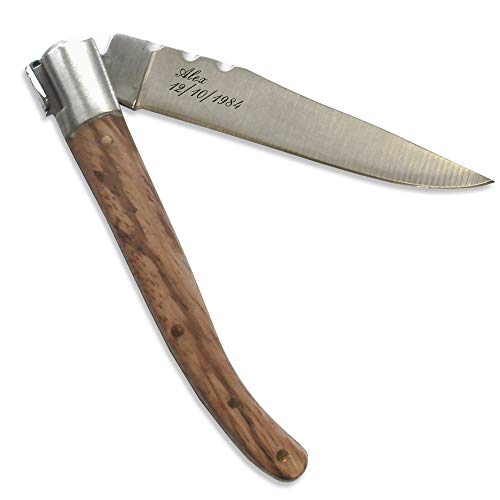 Personalisiertes Messer mit Griff aus Eschenholz von Amikado
