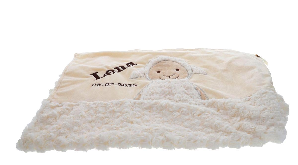 Babydecke Schaf Bestickt Mit Namen Und Geburtstag - Krabbeldecke, Kinderdecke Perfektes Geschenk Für Neugeborene, Zur Taufe Babydecke Schaf Bestickt Mit Namen Und Geburtstag - Krabbeldecke, Kinderdecke Perfektes Geschenk Für Neugeborene, Zur Taufe von Geschenkeschmiede