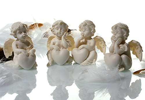 24 Stück Baby Engel Figuren mit Herz 4 cm x 5,5 cm x 4 cm Weiss Putte Hochzeit Taufe Geburt Weihnachten Angel Gebet Andenken Gastgeschenk von Geschenkestadl