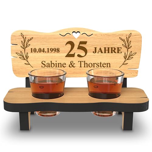 Geschenkfreude Schnapsbank mit Gravur zum Hochzeitstag - 25 Jahre - witziges Hochzeitsgeschenk - Deko Silberhochzeit personalisiert aus Erlenholz - personalisierte Holzbank inkl. Schnapsgläser Geschenkfreude Schnapsbank mit Gravur zum Hochzeitstag - 25 Jahre - witziges Hochzeitsgeschenk - Deko Silberhochzeit personalisiert aus Erlenholz - personalisierte Holzbank inkl. Schnapsgläser von Geschenkfreude