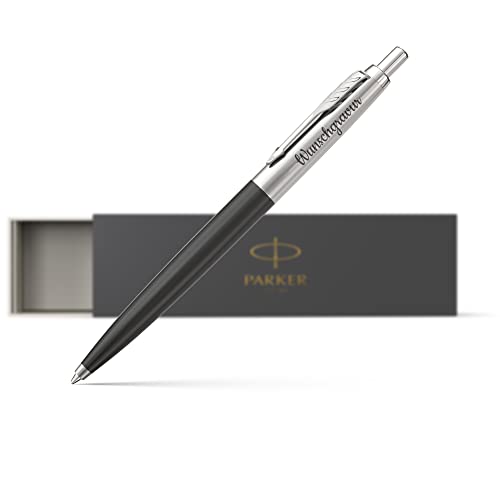 Parker Jotter Kugelschreiber mit Gravur - hochwertig blauschreibend mit Namensgravur - premium Geschenk - personalisiertes Vatertagsgeschenk/Geschenkideen zum Vatertag schwarz von Geschenkfreude