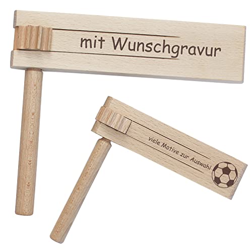 Holzratsche mit Namen - Gravur INKLUSIVE - Ratsche als kleine Geschenkidee, Krachmacher bei Sportveranstaltungen, Karnevalsumzug, Kinderfasching, etc von Geschenkissimo