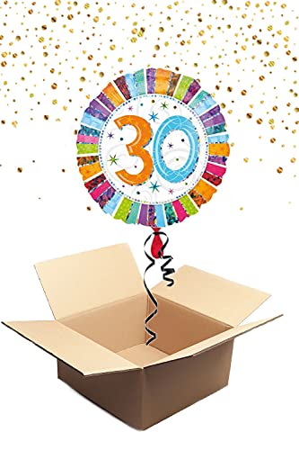 330043 Helium Folienballon bunt Geburtstag Zahl 30 Ballon mit Helium gefüllt Ballongrüße Geburtstag von Geschenkpost24de