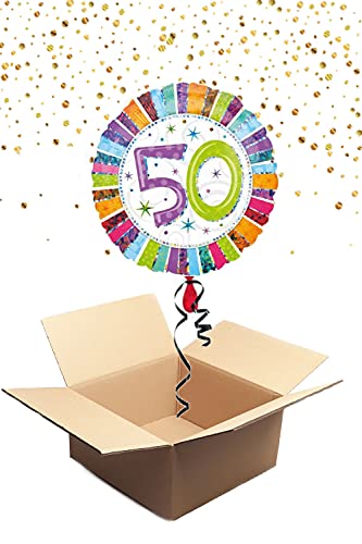 330045 Helium Folienballon bunt Geburtstag Zahl 50 Ballon gefüllt mit Helium Ballongrüße Geburtstag von Geschenkpost24de