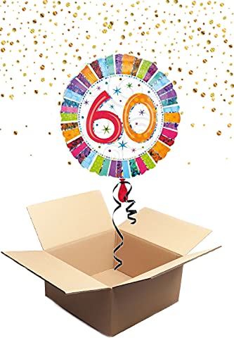 330046 Helium Folienballon bunt Geburtstag Zahl 60 Ballon gefüllt mit Helium Ballongrüße Geburtstag von Geschenkpost24de