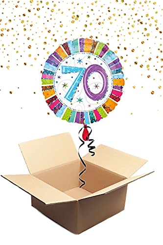 330047 Helium Folienballon bunt Geburtstag Zahl 70 Ballon gefüllt mit Helium Ballongrüße Geburtstag von Geschenkpost24de