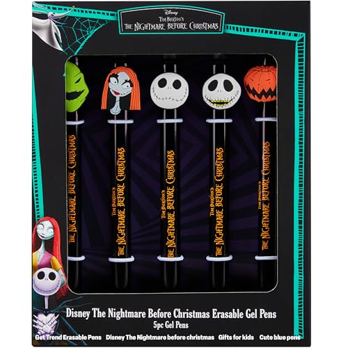 Get Trend Disney The Nightmare Before Christmas Radierbarer Kugelschreiber 5er Set Blaue Tinte Gel Tintenroller mit Radiergummi Schule oder Freizeit (TNBC) von Get Trend