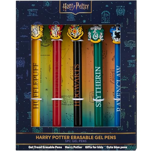 Get Trend Harry Potter Radierbarer Kugelschreiber 5er Set Blaue Tinte Gel Tintenroller mit Radiergummi für Schule oder Freizeit Geschenke Kinder Teens (Harry Potter) von Get Trend