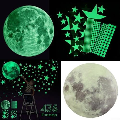 Verwandeln Sie Ihr Zimmer mit 435 im Dunkeln leuchtenden Sternen und Mond Planeten Weltraum-Wandaufklebern, sicher, einfach anzubringen und langlebig von Getdoublerich