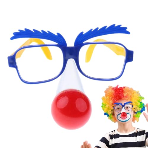Geteawily Clown-Nasenbrille,Halloween-Clown-Brille | Einzigartige Cosplay Fotografie Prop Clown Kostüm Neuheit Brillen - Unisex-Brille mit gefälschter Clownnase und LED-Nase für Rollenspiele auf der von Geteawily