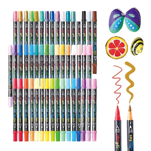 Geteawily Doppelseitige Marker - Zeichenstifte,48 Farben Malset Mit Fein- Und Pinselspitze Für Kunstprojekte Auf Holz, Und Stoff Geteawily Doppelseitige Marker - Zeichenstifte,48 Farben Malset Mit Fein- Und Pinselspitze Für Kunstprojekte Auf Holz, Und Stoff von Geteawily