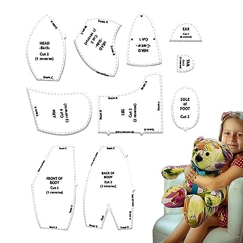 Memory Bear Schablonen-Lineal-Set – Memory Bear Schnittmuster mit Nählineal – 10 Stück Memory Bear Vorlage für Schnittmuster, handgefertigte Geschenke von Geteawily