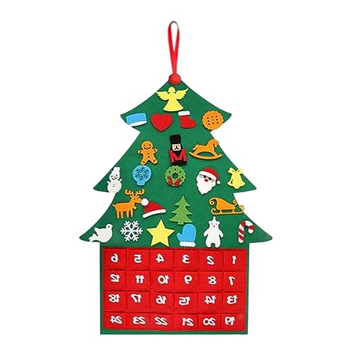 Weihnachtskalender aus Filz – mit 24 Taschen, Tischdekoration, Geschenk, Baumförmiger Kalender für Desktop, Tischdekoration, Geschenk, Adventskalender-Dekoration für Kinder Geteawily von Geteawily