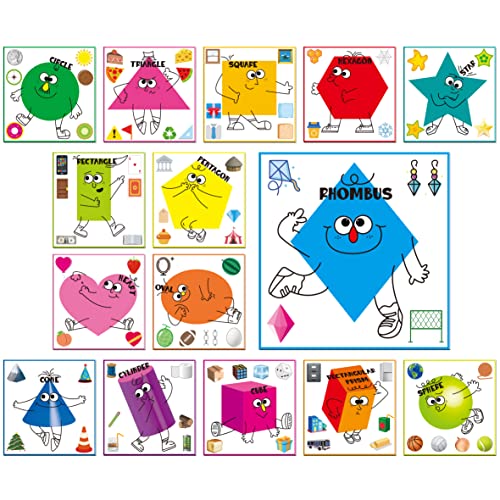 15 PCS Formposter,Formen des Lernens Schwarzes Brett-Set Dekorationszubehör für die Schule Lehrmittel für das Familienklassenzimmer für Kleinkinder, 30cm x 29cm 15 PCS Formposter,Formen des Lernens Schwarzes Brett-Set Dekorationszubehör für die Schule Lehrmittel für das Familienklassenzimmer für Kleinkinder, 30cm x 29cm von Gethelud