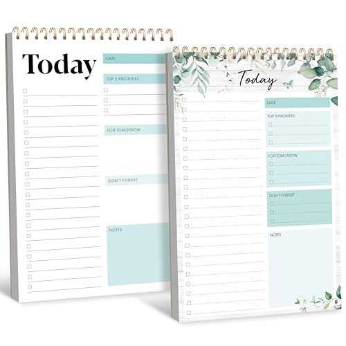 2 To-Do-Listen-Notizblöcke, Tagesplaner-Notizbuch mit Abreiß-Design, undatierter Schreib-Organizer für tägliche Aufgaben und Ziele, aufgerollte Aufgaben-Track-Checkliste, Produktivitätsblock für Büro von Gethelud