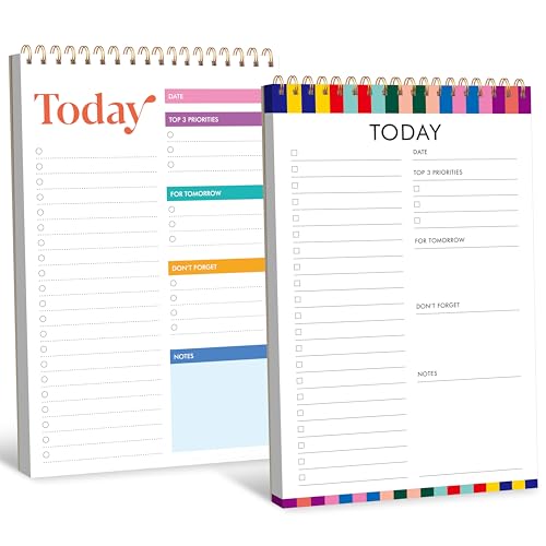 2 To-Do-Listen-Notizblöcke, Tagesplaner-Notizbuch mit Abreiß-Design, undatierter Schreib-Organizer für tägliche Aufgaben und Ziele, aufgerollte Aufgaben-Track-Checkliste, Produktivitätsblock für Büro von Gethelud