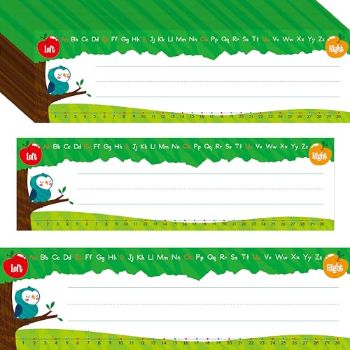 40 Schreibtisch Namensschilder, Löschbare, Wiederverwendbare & Wasserdichte Schreibtisch Namensplatten mit Alphabet, Zahlenlinie 1-30 Traditionelle Manuskript Namensplatten für Klassenzimmer Schüler von Gethelud