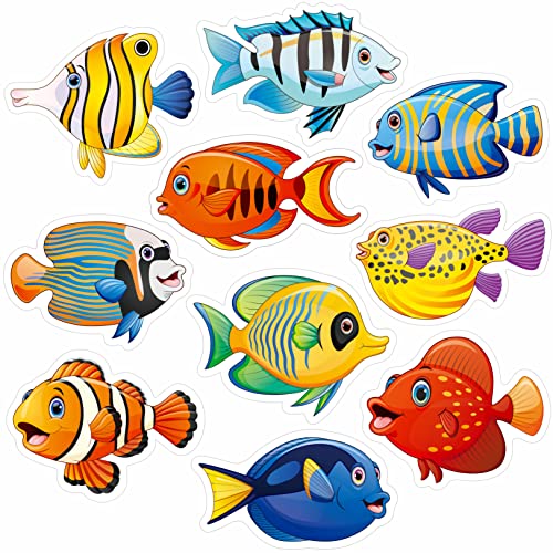 50 Stück Tropische Fischausschnitte, Bunte Fisch-Meerestier-Akzente, Ausschnitte, Pinnwand, Klassenzimmer-Dekoration in 10 Designs, Ozean-Motto-Party-Zubehör für Kinder, Lehrer, Schüler 50 Stück Tropische Fischausschnitte, Bunte Fisch-Meerestier-Akzente, Ausschnitte, Pinnwand, Klassenzimmer-Dekoration in 10 Designs, Ozean-Motto-Party-Zubehör für Kinder, Lehrer, Schüler von Gethelud