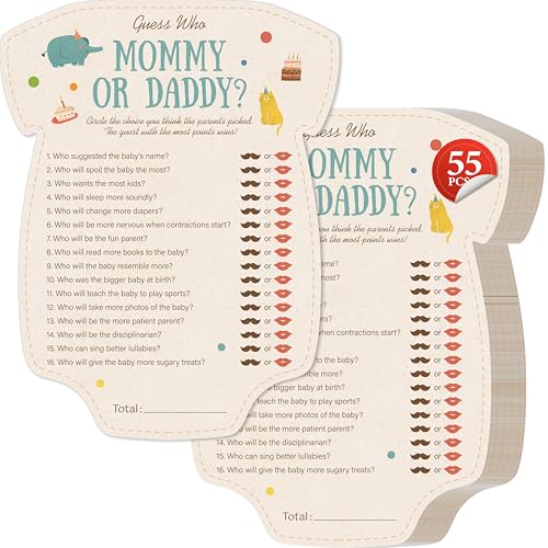 Gethelud 55 Babyparty-Spielkarten, „Wer ist Mama oder Papa?“-Ratespiel, lustige Babyparty-Artikel – geschlechtsneutral für Mädchen oder Jungen Gethelud 55 Babyparty-Spielkarten, „Wer ist Mama oder Papa?“-Ratespiel, lustige Babyparty-Artikel – geschlechtsneutral für Mädchen oder Jungen von Gethelud