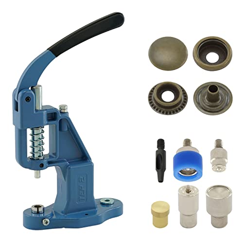 Druckknopfpresse Set mit Hebelpresse, Druckknopfwerkzeug und 50 Stück Ring-Feder Druckknöpfen 12,5 mm, Antik, Messing | nähfrei, rostfrei | Handpresse | DIY von Getmore Crafts