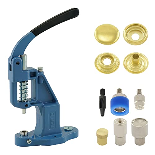 Druckknopfpresse Set mit Hebelpresse, Druckknopfwerkzeug und 50 Stück Ring-Feder Druckknöpfen 15 mm, Gold, Messing | nähfrei, rostfrei | Handpresse | DIY Druckknopfpresse Set mit Hebelpresse, Druckknopfwerkzeug und 50 Stück Ring-Feder Druckknöpfen 15 mm, Gold, Messing | nähfrei, rostfrei | Handpresse | DIY von Getmore Crafts