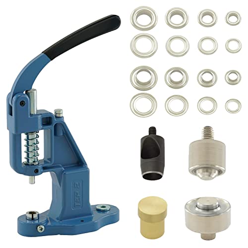 Ösenpresse Set mit Hebelpresse, Ösenwerkzeug und 50 Stück Ösen 17 mm, Silber, Messing | Handpresse | rostfreie Metallösen | DIY | für Stoff, Schuhe, Planen, Kleidung.. Ösenpresse Set mit Hebelpresse, Ösenwerkzeug und 50 Stück Ösen 17 mm, Silber, Messing | Handpresse | rostfreie Metallösen | DIY | für Stoff, Schuhe, Planen, Kleidung.. von Getmore Crafts