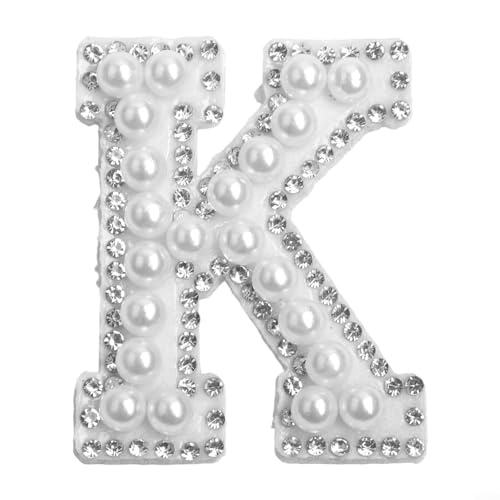Elegante Kunstperlen Alphabet Stickerei Patches mit glänzenden Strass-Bordüren (K) von Gettimore