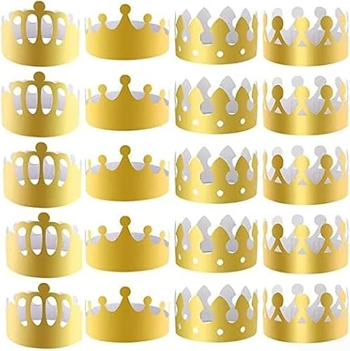 Gettimore King Crown Partyhüte, Set mit 20 wiederverwendbaren goldenen Papierkronen für unvergessliche Veranstaltungen und Feiern (20 Stück) von Gettimore