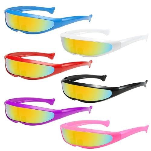 Getyjoe 6 Stück Futuristische Sonnenbrille Schnelle Brille Rave Bunt Mode Space Partybrille Space Brille für Halloween Cosplay Party Disco Konzert Bar Getyjoe 6 Stück Futuristische Sonnenbrille Schnelle Brille Rave Bunt Mode Space Partybrille Space Brille für Halloween Cosplay Party Disco Konzert Bar von Getyjoe