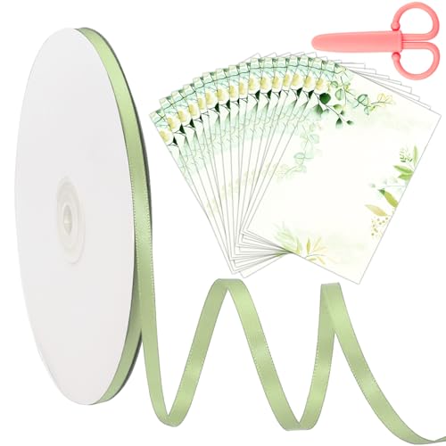 Getyjoe 91 m Schleifenband Grün Geschenkband Grün 6 mm Breite Geschenkband Salbeigrün Dünn Seidenband mit 1Rosa Schere und 30 Grußkarten für Hochzeit, Weihnachten, Geschenk, Dekoration Getyjoe 91 m Schleifenband Grün Geschenkband Grün 6 mm Breite Geschenkband Salbeigrün Dünn Seidenband mit 1Rosa Schere und 30 Grußkarten für Hochzeit, Weihnachten, Geschenk, Dekoration von Getyjoe