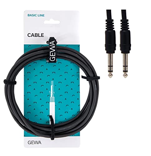 GEWA Patchkabel Basic Line 0,6m, schwarz, 6,3 mm Stereoklinke - 6,3 mm Stereoklinke, 190335 von Gewa