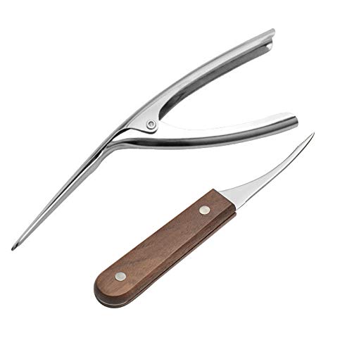 Gewene 2 Stück Garnelenreiniger und Deveiner, Edelstahl Shrimp Shell Messer mit Holzgriff, Küchengeräte für Langusten, Hummer, Garnelen, Schäler, Shrimps von Gewene
