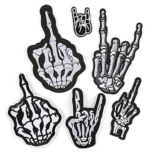 Gewene Skelett-Fingeraufnäher zum Aufbügeln, Punk-Rock, handbestickt, zum Aufnähen oder Aufbügeln, für Jeans, Hüte, Kostüme, Taschen, Kleidungsdekorationen, 6 Stück Gewene Skelett-Fingeraufnäher zum Aufbügeln, Punk-Rock, handbestickt, zum Aufnähen oder Aufbügeln, für Jeans, Hüte, Kostüme, Taschen, Kleidungsdekorationen, 6 Stück von Gewene