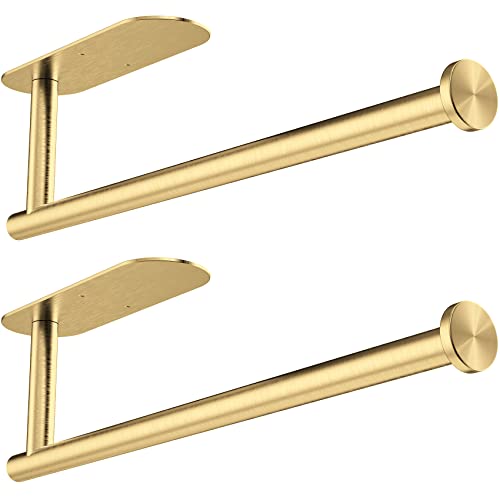 Gewtur Küchenrollenpapierhalter unter dem Schrank, Edelstahl, Küchenrollenhalter, Wandmontage, selbstklebend, für Küche, Speisekammer, Badezimmer (Gold, 2 Stück) von Gewtur