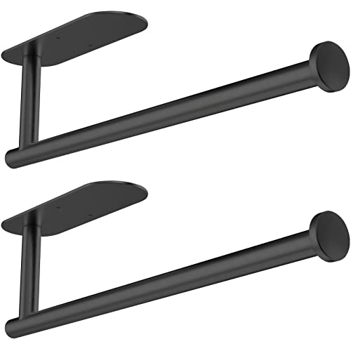 Gewtur Küchenrollenpapierhalter unter dem Schrank, Edelstahl, Küchenrollenhalter, Wandmontage, selbstklebend, für Küche, Speisekammer, Badezimmer (Schwarz, 2 Stück) von Gewtur