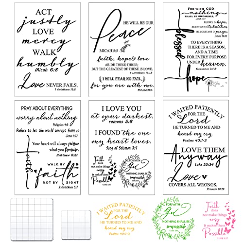 8-teiliges Set mit Bibelvers und transparenten Gummistempel-Sets mit 6 Stück christlicher Bibelvers und 2 Stück Acryl-Stempelblöcke mit Rasterlinie für DIY Scrapbooking Journaling Kartenherstellung 8-teiliges Set mit Bibelvers und transparenten Gummistempel-Sets mit 6 Stück christlicher Bibelvers und 2 Stück Acryl-Stempelblöcke mit Rasterlinie für DIY Scrapbooking Journaling Kartenherstellung von Geyee