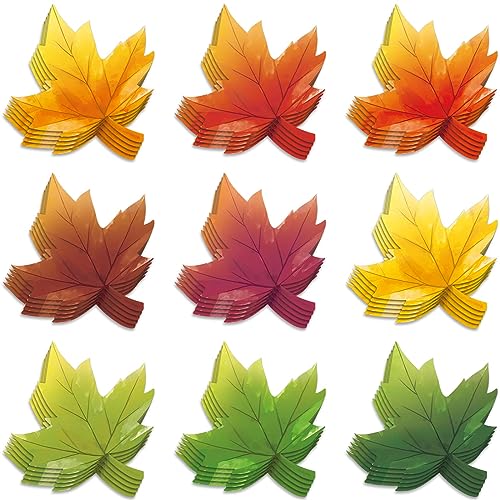 Geyee 108 Stück Blätter Ausschnitte Papier Fall Ahornblätter Ausschnitte Aquarell Klassenzimmer Pinnwand Dekorationen Herbst Stanzform für Lehrer Kinder DIY Handwerk von Geyee