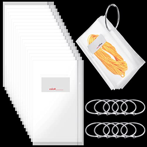 Zahnseide-Organizer-Taschen mit 5,1 cm losen Blättern, Ringklammern für Karteikarten, Sticktwist Aufbewahrungsbuch, Metallringe für Faden-Karteikarten (100 Stück) von Geyee