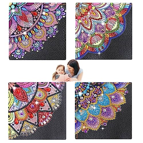 Gfamous Diamond Painting Lesezeichen 5D 4 Stück 5D Diamant Malerei Eck Lesezeichen,Diamant Malerei Ecke Lesezeichen,Diamant Painting Bookmark,Mandala Handwerk Buch Eckenschutz Buchliebhaber Geschenke von Gfamous