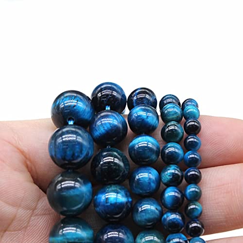 Natürlicher blauer Tigerauge-Edelstein-Runde Perlen for Schmuckherstellung DIY. Armband Halskette 4/6/8/10/12 mm Strang 15 '' 39cm Handgefertigte Handwerker. ( Color : Blue , Item Diameter : 12mm ) von Gfsdjalkj