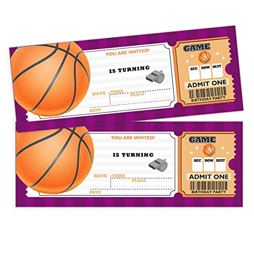 Ggjgrpx Basketball-Party-Einladungskarten, Geburtstags-Einladungskarten mit Umschlägen für Kinder, Mädchen, Jungen, Teenager, Basketball-Mottoparty, Ideenkarten für Feier von Ggjgrpx